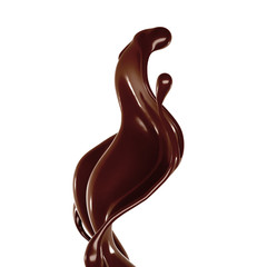 Splash of chocolate 3d illustration, 3d rendering.
