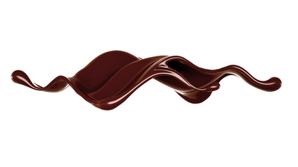 Splash of chocolate 3d illustration, 3d rendering.