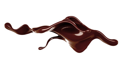 Splash of chocolate 3d illustration, 3d rendering.