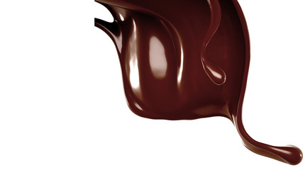 Splash of chocolate 3d illustration, 3d rendering.