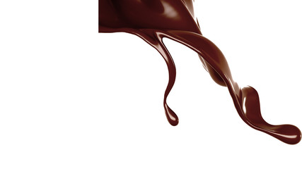 Splash of chocolate 3d illustration, 3d rendering.