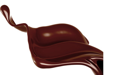 Splash of chocolate 3d illustration, 3d rendering.