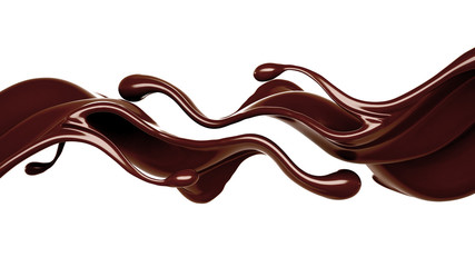 Splash of chocolate 3d illustration, 3d rendering.