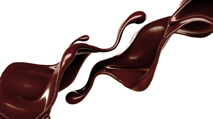 Splash of chocolate 3d illustration, 3d rendering.