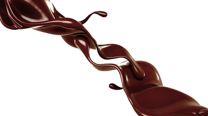 Splash of chocolate 3d illustration, 3d rendering.