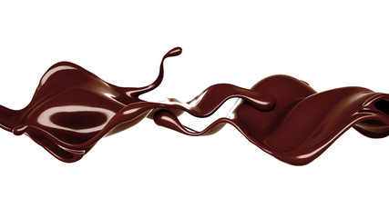Splash of chocolate 3d illustration, 3d rendering.