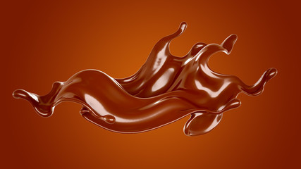 Splash of chocolate 3d illustration, 3d rendering.