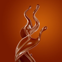 Splash of chocolate 3d illustration, 3d rendering.