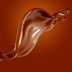 Splash of chocolate 3d illustration, 3d rendering.