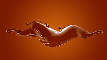 Splash of chocolate 3d illustration, 3d rendering.