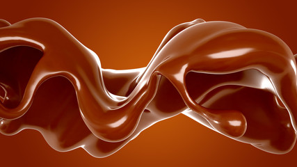 Splash of chocolate 3d illustration, 3d rendering.