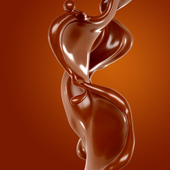 Splash of chocolate 3d illustration, 3d rendering.