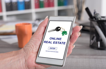 Online real estate concept on a smartphone