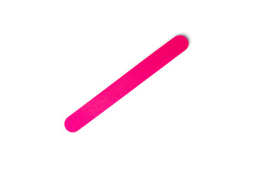 Pink nail file isolated on white background.