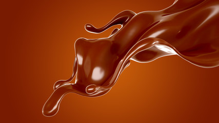 Splash of chocolate 3d illustration, 3d rendering.