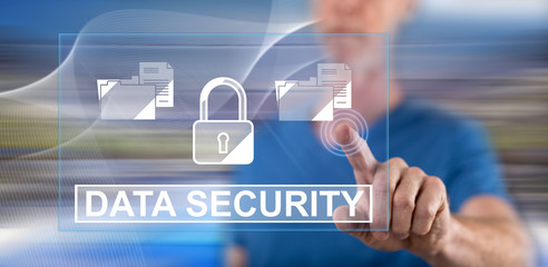 Man touching a data security concept