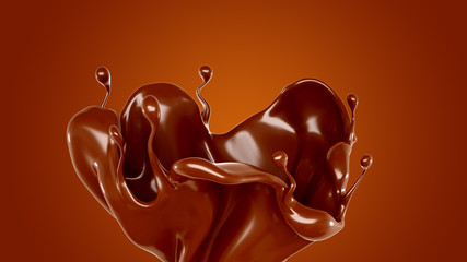 Splash of chocolate 3d illustration, 3d rendering.
