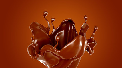Splash of chocolate 3d illustration, 3d rendering.
