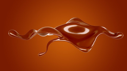 Splash of chocolate 3d illustration, 3d rendering.