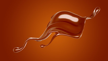 Splash of chocolate 3d illustration, 3d rendering.