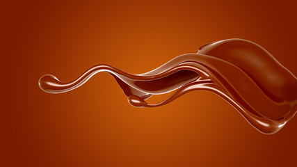 Splash of chocolate 3d illustration, 3d rendering.