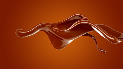 Splash of chocolate 3d illustration, 3d rendering.