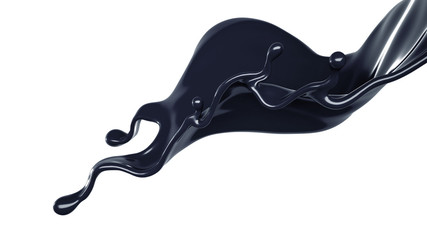 Splash of black liquid. 3d illustration, 3d rendering.