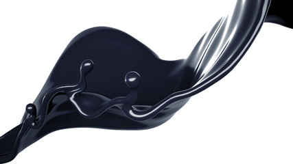 Splash of black liquid. 3d illustration, 3d rendering.