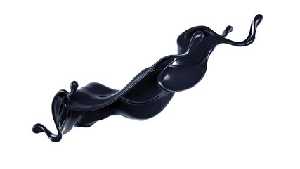 Splash of black liquid. 3d illustration, 3d rendering.