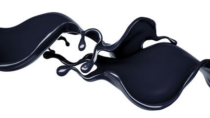 Splash of black liquid. 3d illustration, 3d rendering.