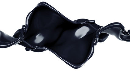 Splash of black liquid. 3d illustration, 3d rendering.
