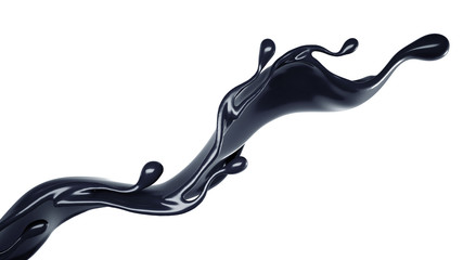 Splash of black liquid. 3d illustration, 3d rendering.