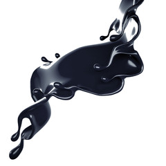 Splash of black liquid. 3d illustration, 3d rendering.
