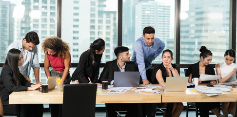 Planning, risk and Strategy in business.Business People meeting Planning Strategy Analysis Concept.Executive business people team brainstorming on meeting to conference planning investment project.