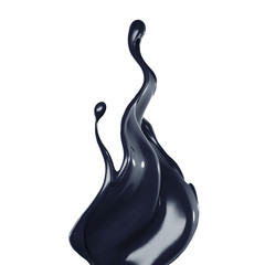 Splash of black liquid. 3d illustration, 3d rendering.