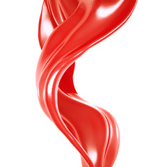 Splash of thick red fluid. 3d illustration, 3d rendering.