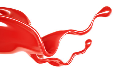 Splash of thick red fluid. 3d illustration, 3d rendering.