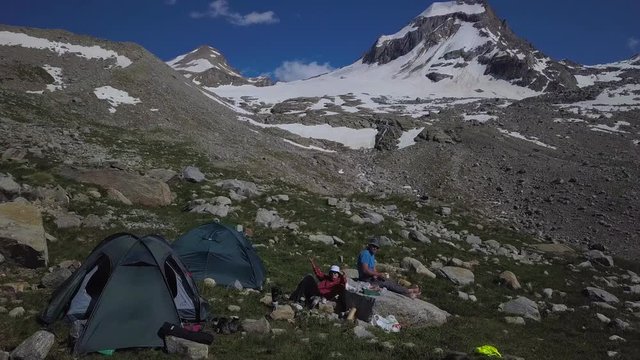 Aerial Flight in the Italian Alps. Gran paradiso national park. 4K