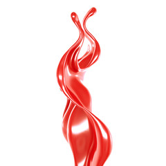 Splash of thick red fluid. 3d illustration, 3d rendering.