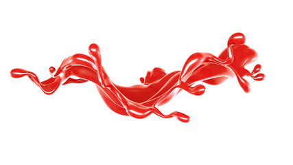 Splash of thick red fluid. 3d illustration, 3d rendering.