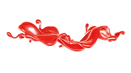 Splash of thick red fluid. 3d illustration, 3d rendering.