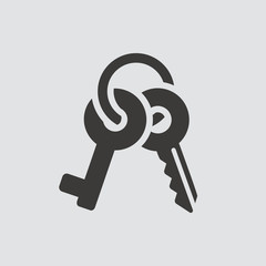 Key icon isolated of flat style. Vector illustration.