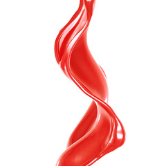 Splash of thick red fluid. 3d illustration, 3d rendering.