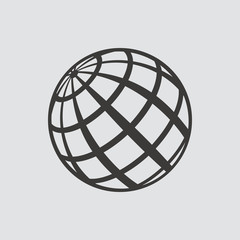 Globe icon isolated of flat style. Vector illustration.