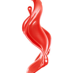 Splash of thick red fluid. 3d illustration, 3d rendering.