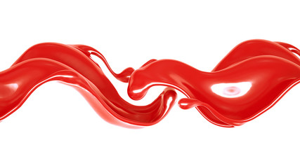 Splash of thick red fluid. 3d illustration, 3d rendering.