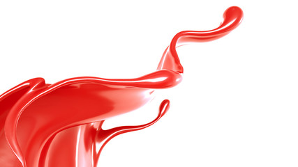 Splash of thick red fluid. 3d illustration, 3d rendering.