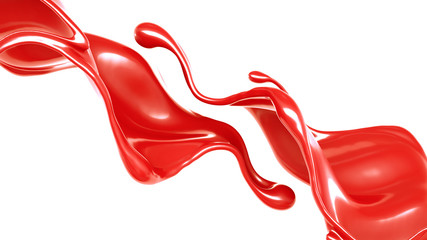 Obraz na płótnie Canvas Splash of thick red fluid. 3d illustration, 3d rendering.