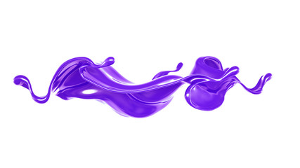 Splash of thick purple liquid. 3d illustration, 3d rendering.