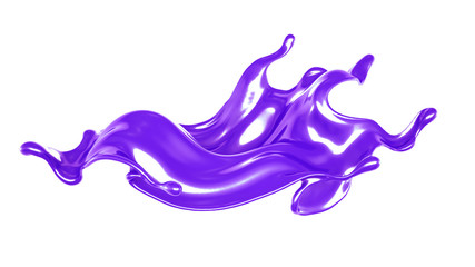 Splash of thick purple liquid. 3d illustration, 3d rendering.